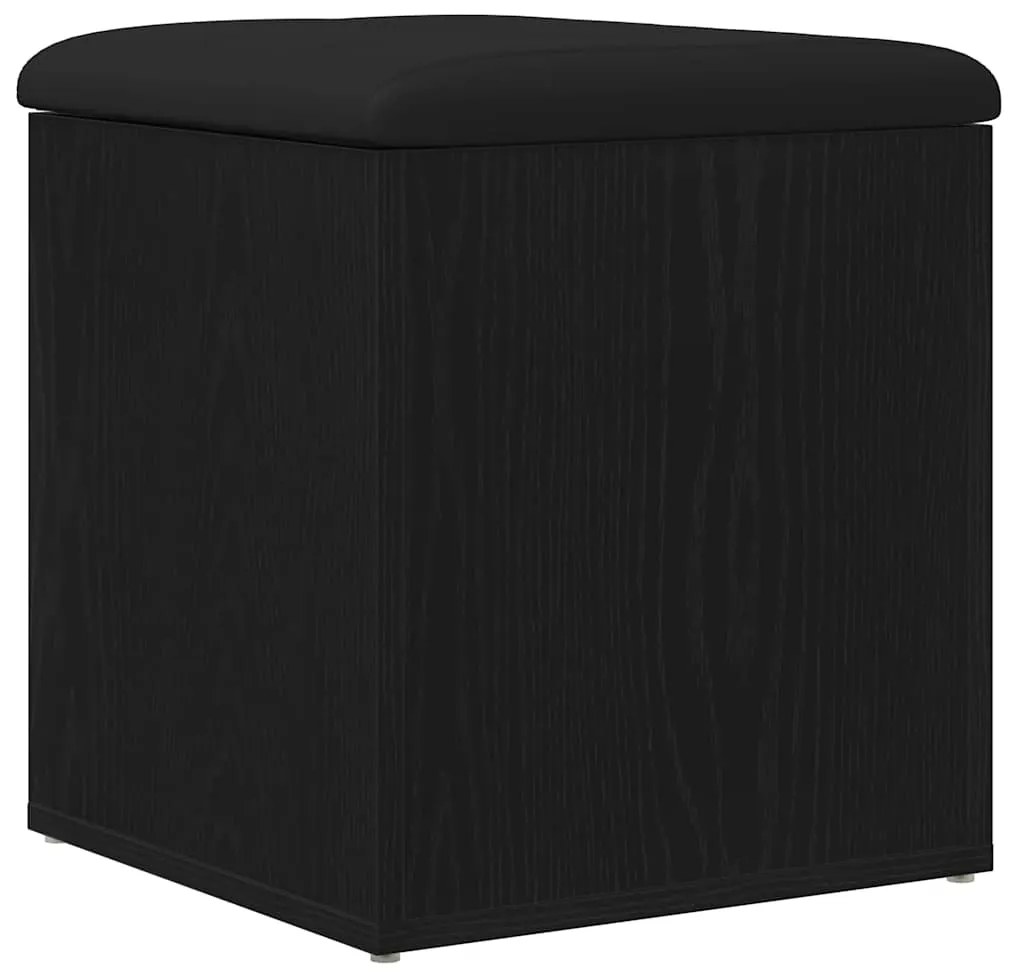 Banco de Armazenamento Carvalho Preto 42x42x45 cm Madeira Maciça