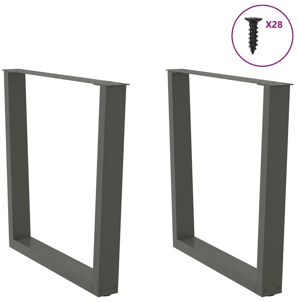 Pés para mesa de jantar em V 2 peças antracite 80x(72-73,3) cm aço