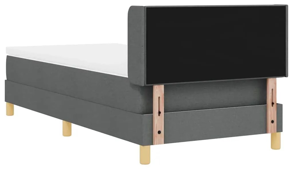 Cama Box com Colchão Cinza Escuro, 90 x 200 cm, Tecido.