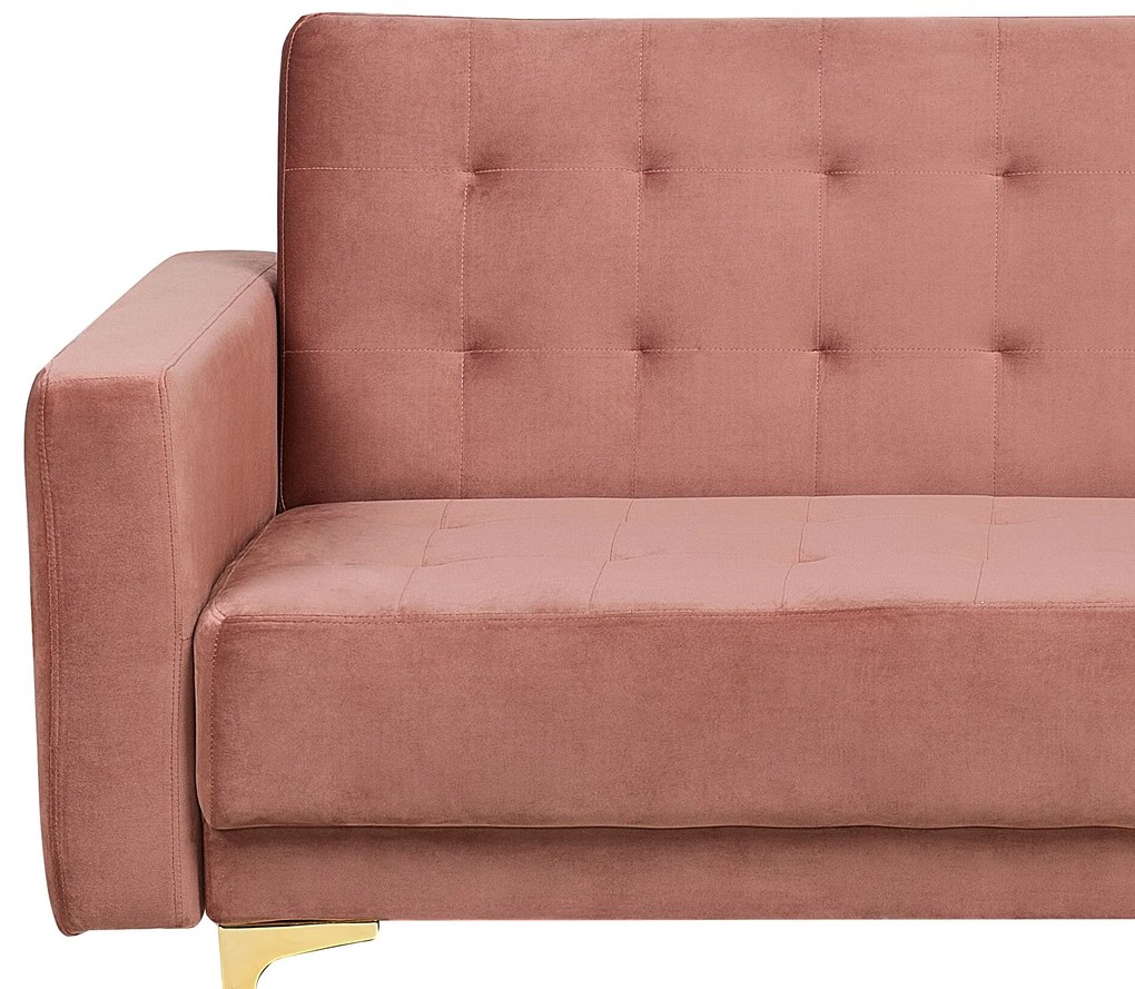 Sofá-cama de 3 lugares em veludo rosa ABERDEEN Beliani