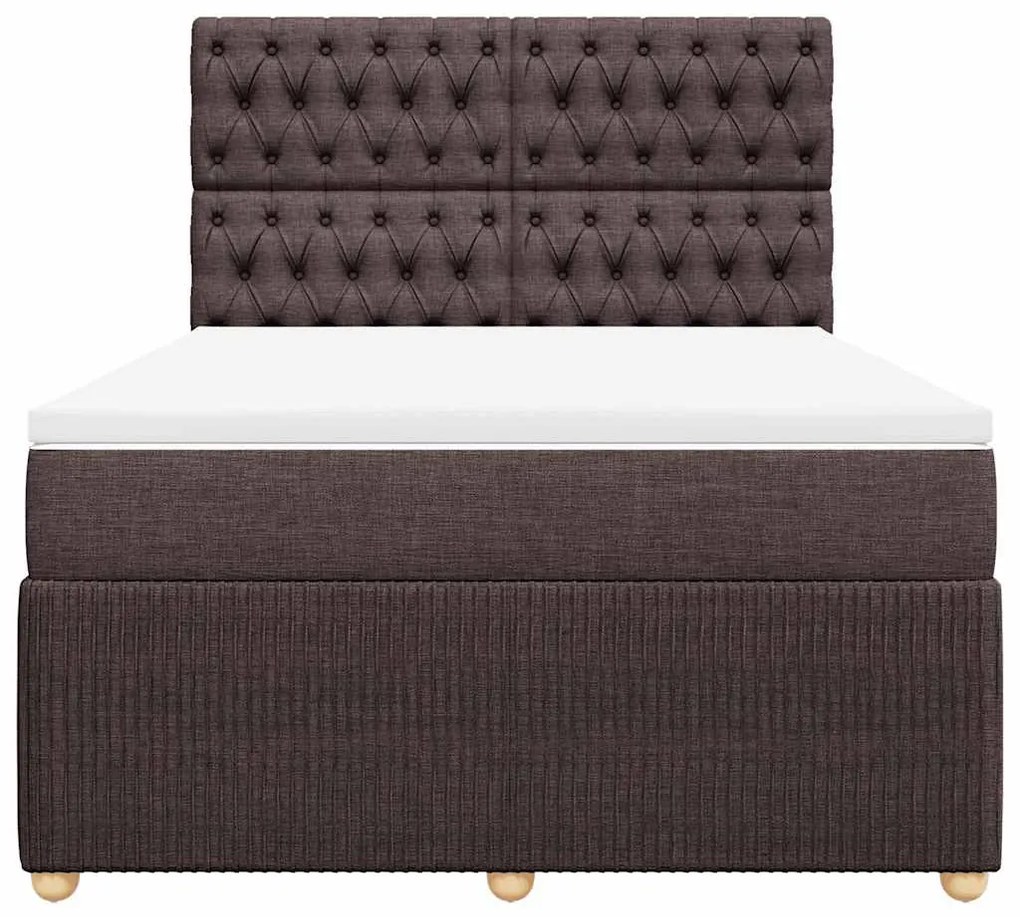 Cama com molas/colchão 160x200 cm tecido castanho-escuro