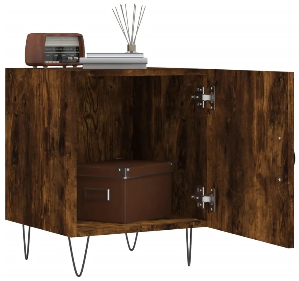 Mesa cabeceira 2pcs 40x40x50cm derivado madeira carvalho fumado
