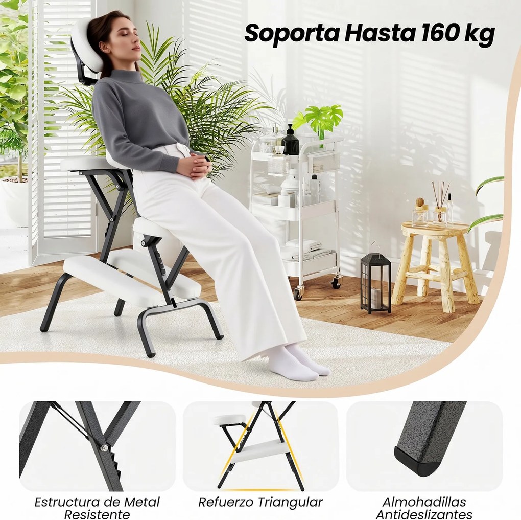 Cadeira de massagem dobrável com altura ajustável, cadeira para tatuagem, estética e SPA, leve e portátil, com bolsa de transporte, 48 x 55 x 120 cm,