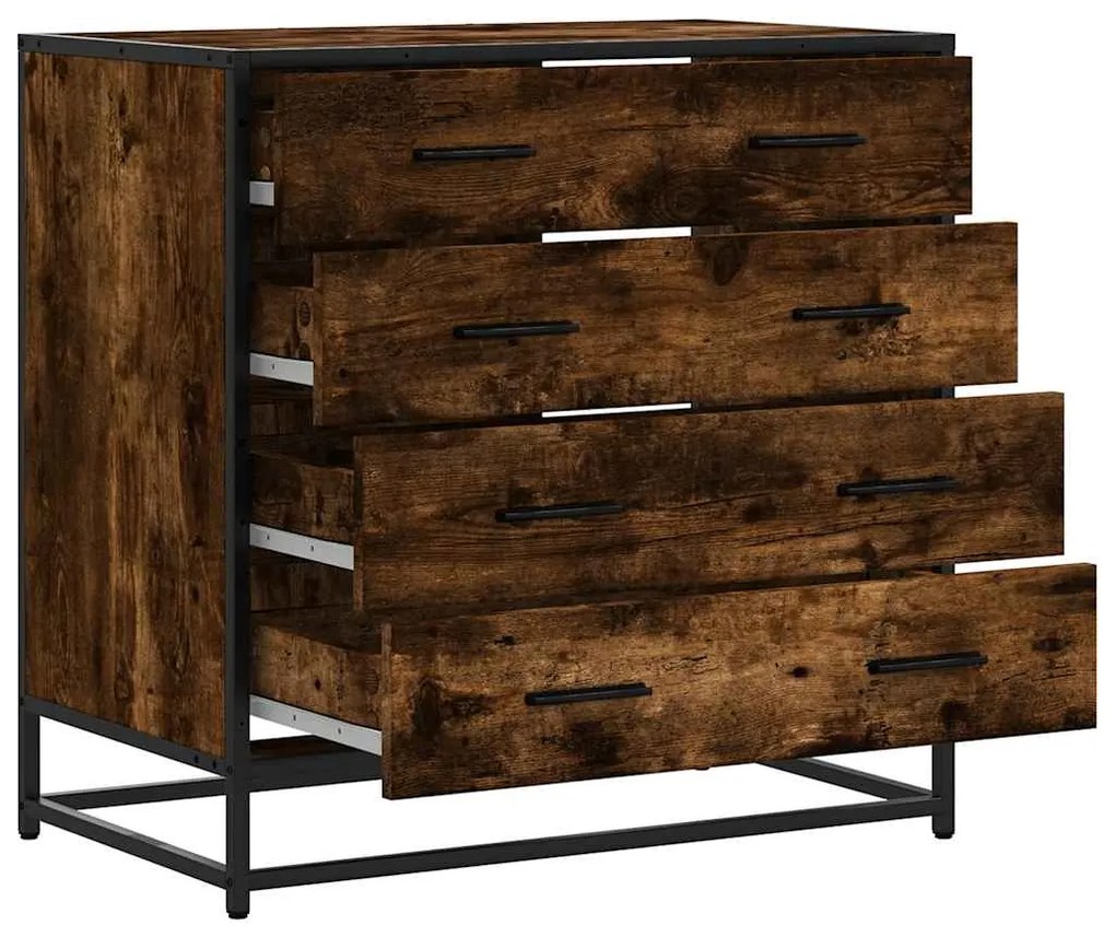 Cómoda de 4 Gavetas -70x41x70 cm - Derivados de  Madeira Carvalho Fuma