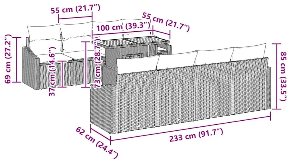 <strong>Conjunto de Jantar de Jardim</strong> com 9 peças e <strong>al