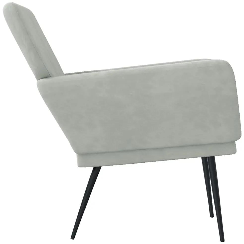 Cadeira c/ apoio de braços 62x79x79 veludo cinzento-claro