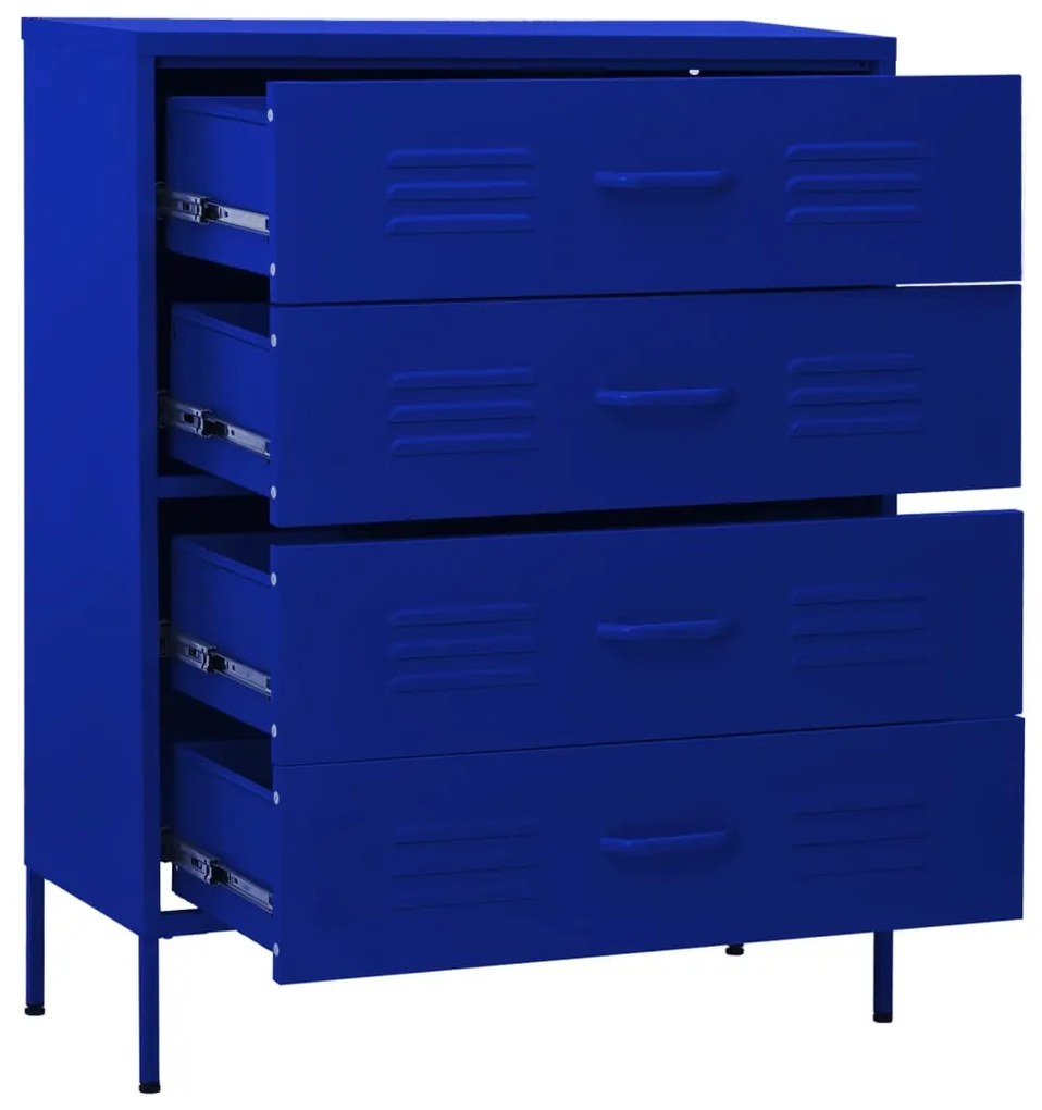 Cómoda/aparador com gavetas aço 80x35x101,5 cm azul-marinho