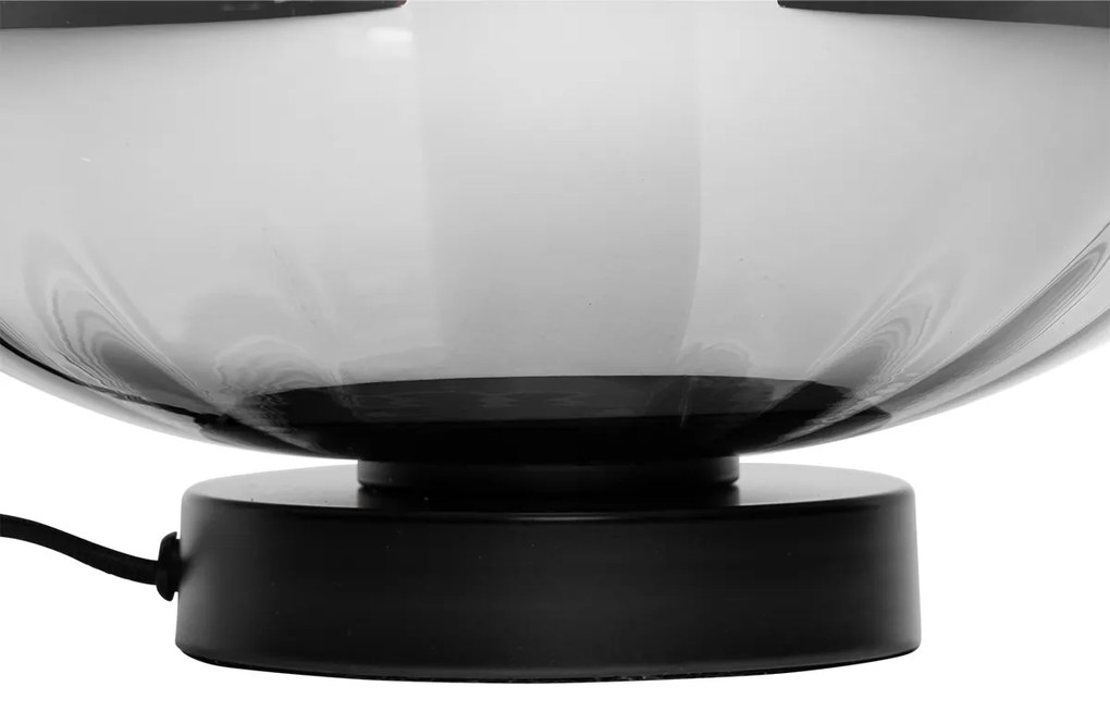 Candeeiro de mesa Art Deco preto com vidro fumê - Ayesha