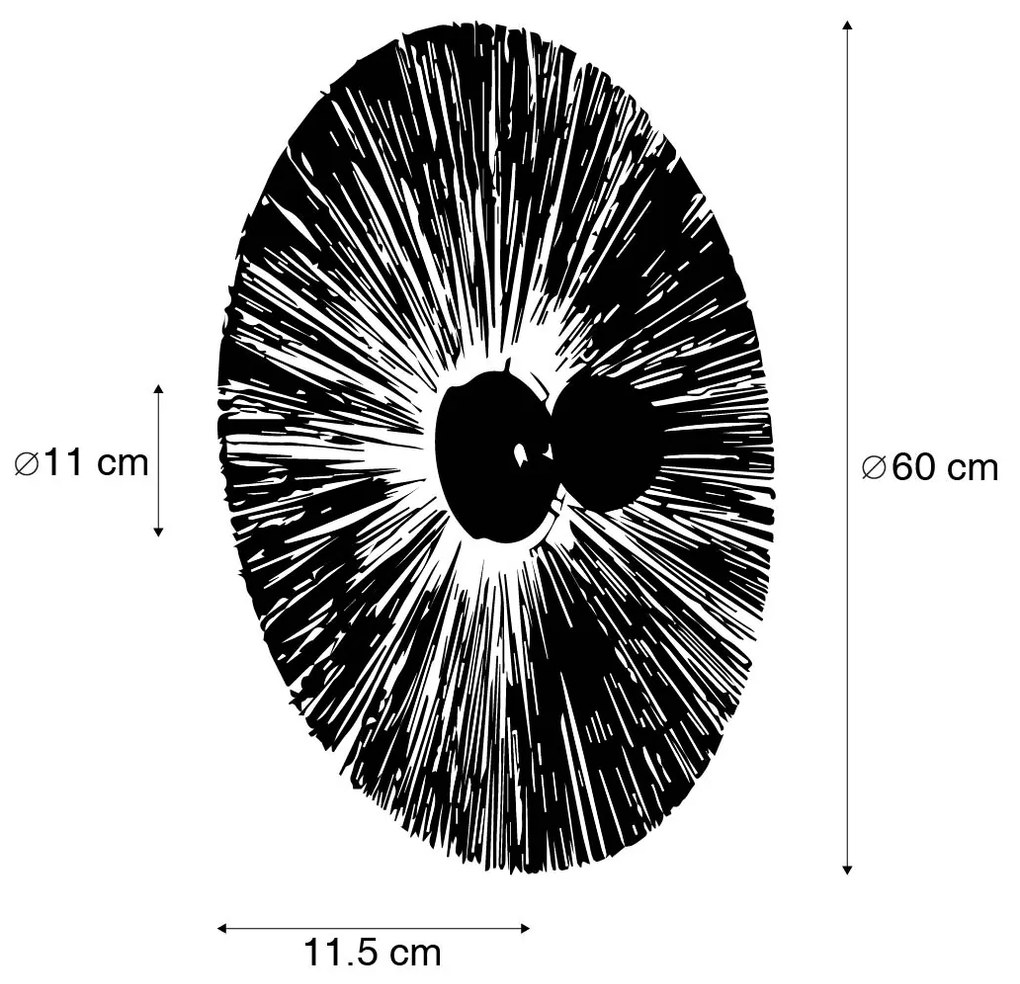 Candeeiro de parede rústico preto com corda 60 cm - Leia