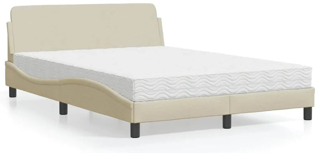 vidaXL Cama com colchão 120x200 cm tecido cor creme