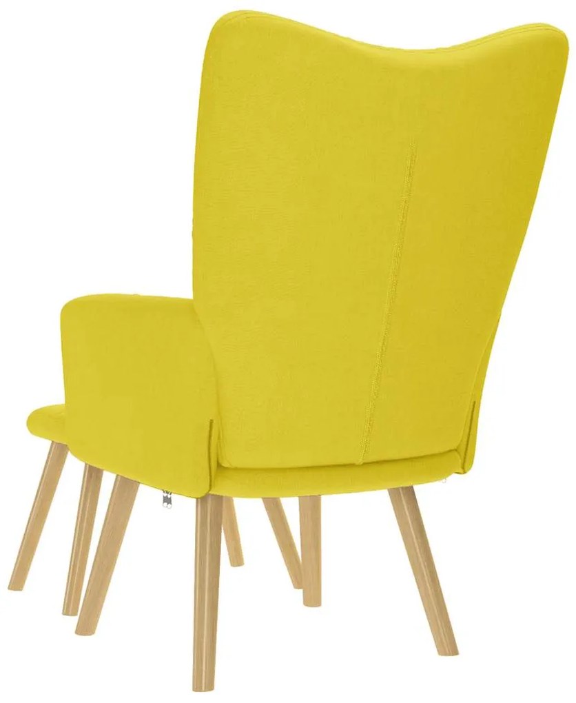 Cadeira de descanso com apoio de pés tecido amarelo-claro