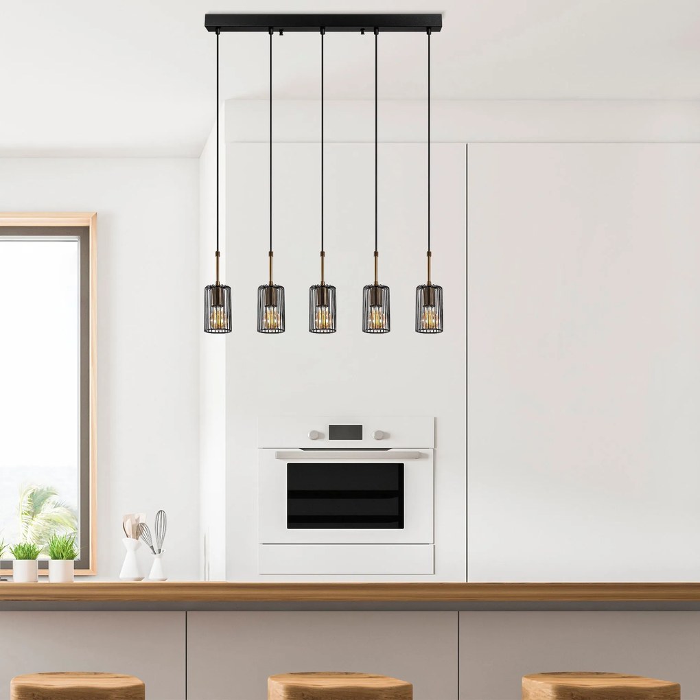 Candeeiro de Teto Kemtel – Preto – 80 x 9 x 121 cm