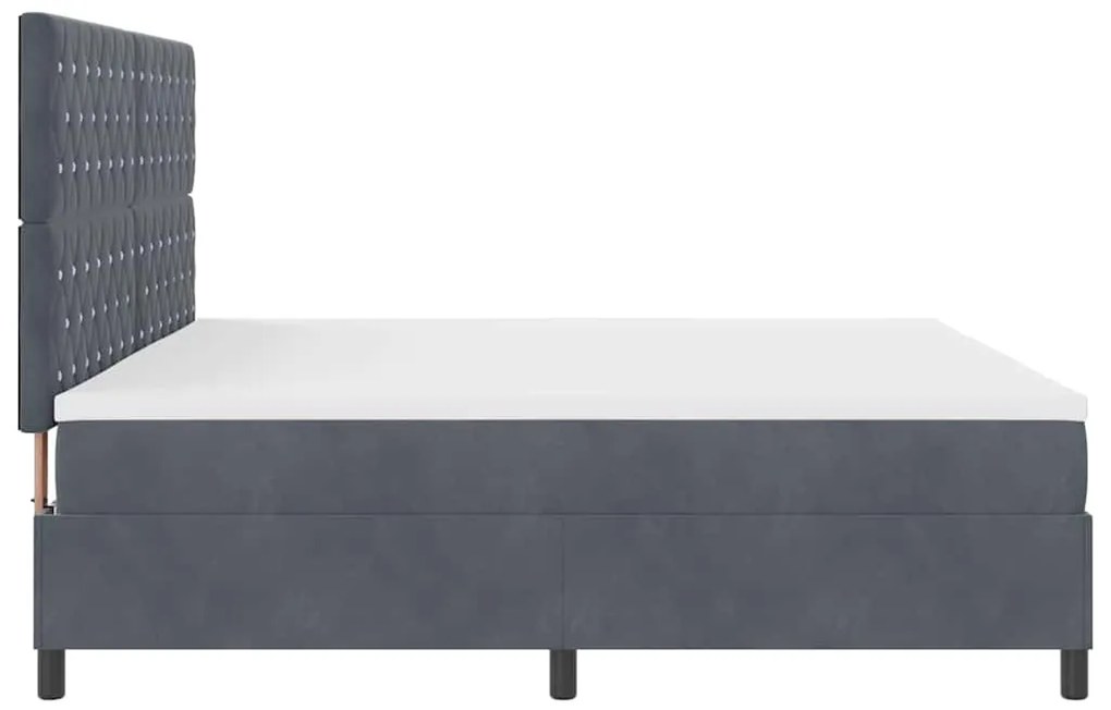 Cama Box Spring vidaXL com Colchão Cinza Escuro 200x200 cm Veludo