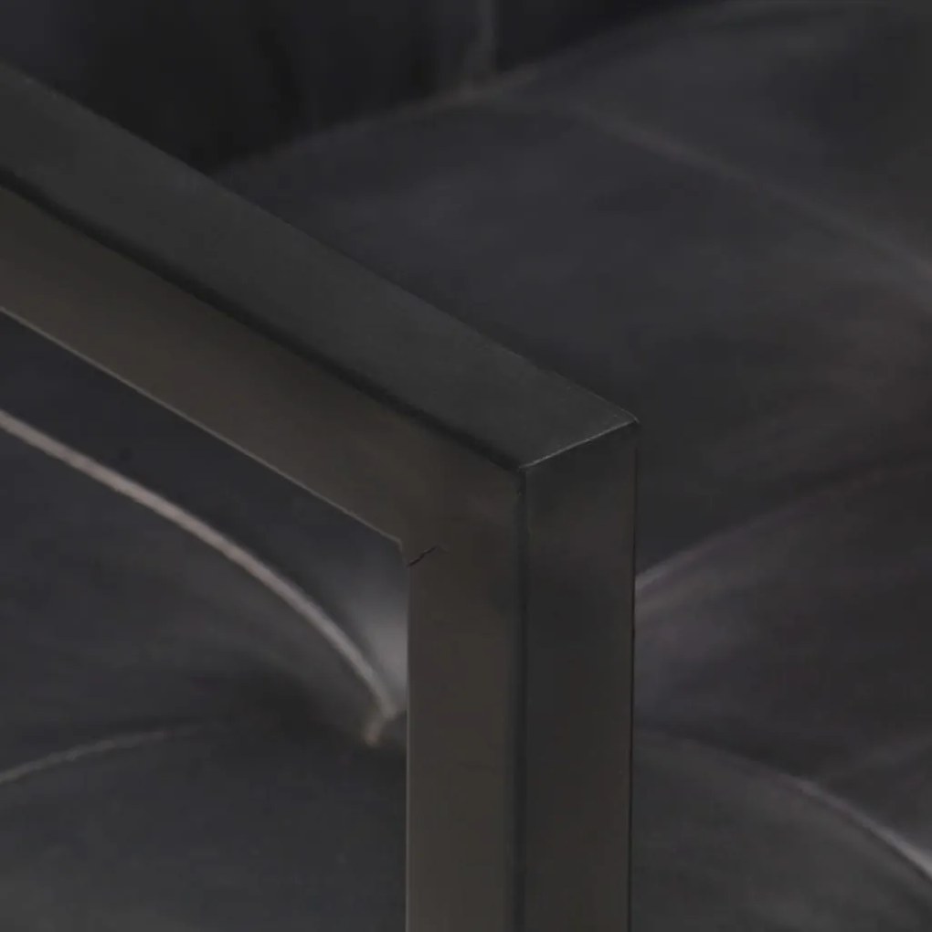 Cadeiras de jantar cantilever 6 pcs couro genuíno preto