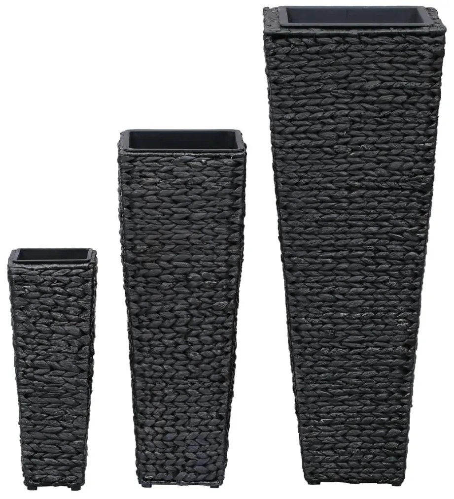 Vasos/floreiras 3 pcs jacinto de água preto