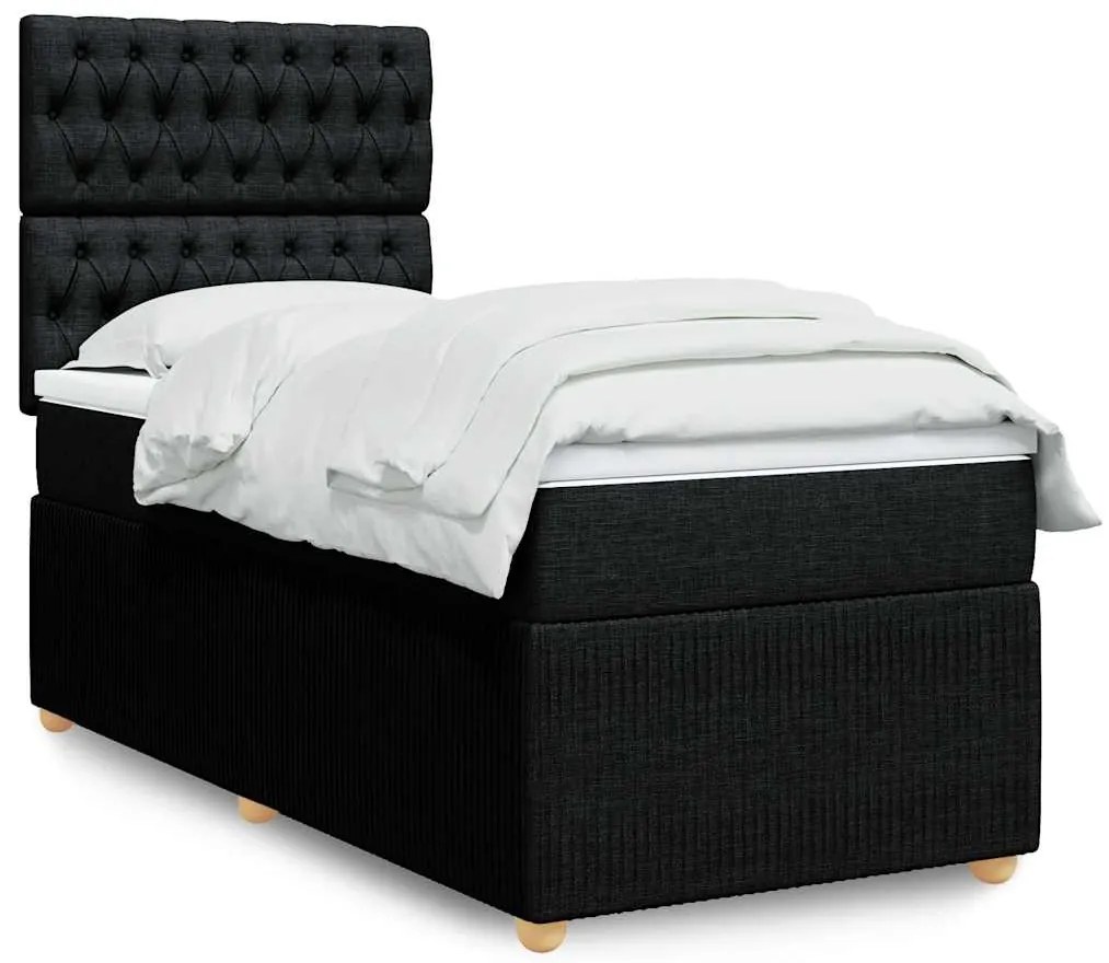 vidaXL Cama com molas/colchão 80x200 cm tecido preto
