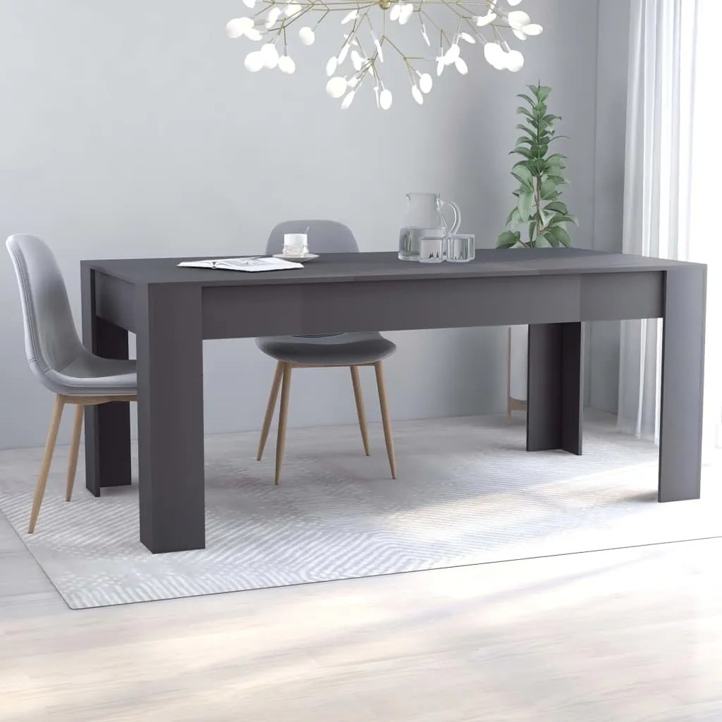 vidaXL Mesa de jantar 180x90x76 cm contraplacado cinzento