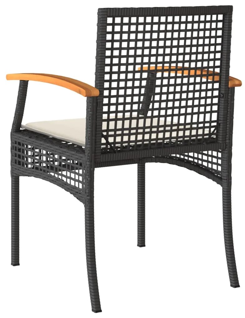 Conjunto de bistrô com almofadões 3 pcs vime PE e acácia preto