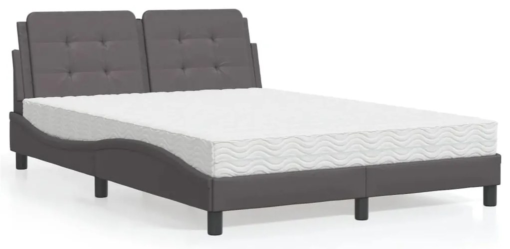 Cama com colchão 120x200 cm couro artificial cinzento