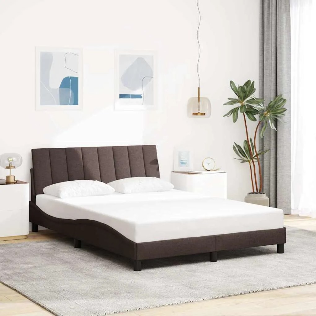 vidaXL Estrutura de cama sem colchão Hanko 140x200 cm tecido castanho-escuro