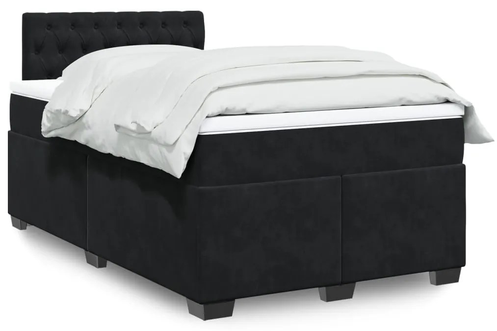 Cama boxspring com colchão 120x200 cm veludo preto