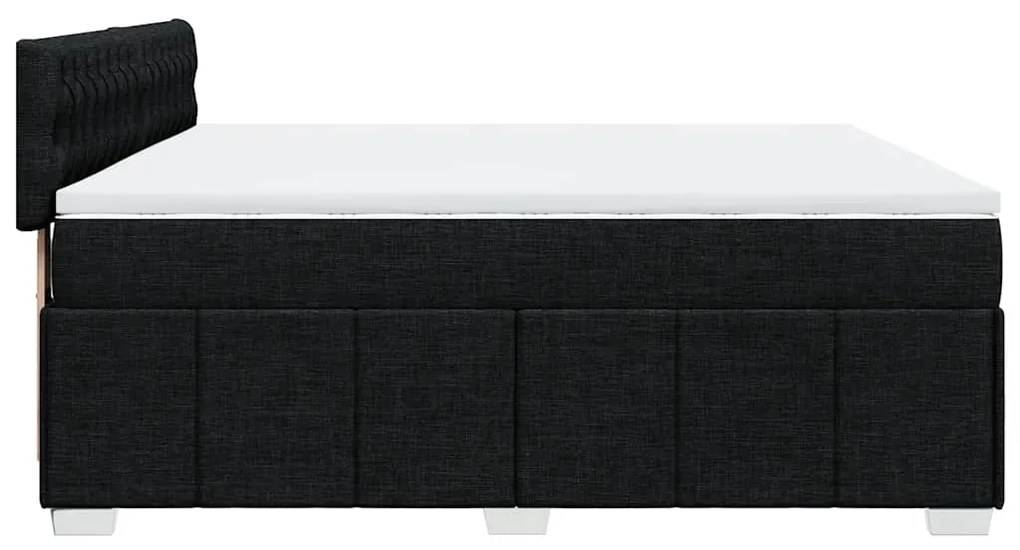 Cama com molas/colchão 200x200 cm tecido preto