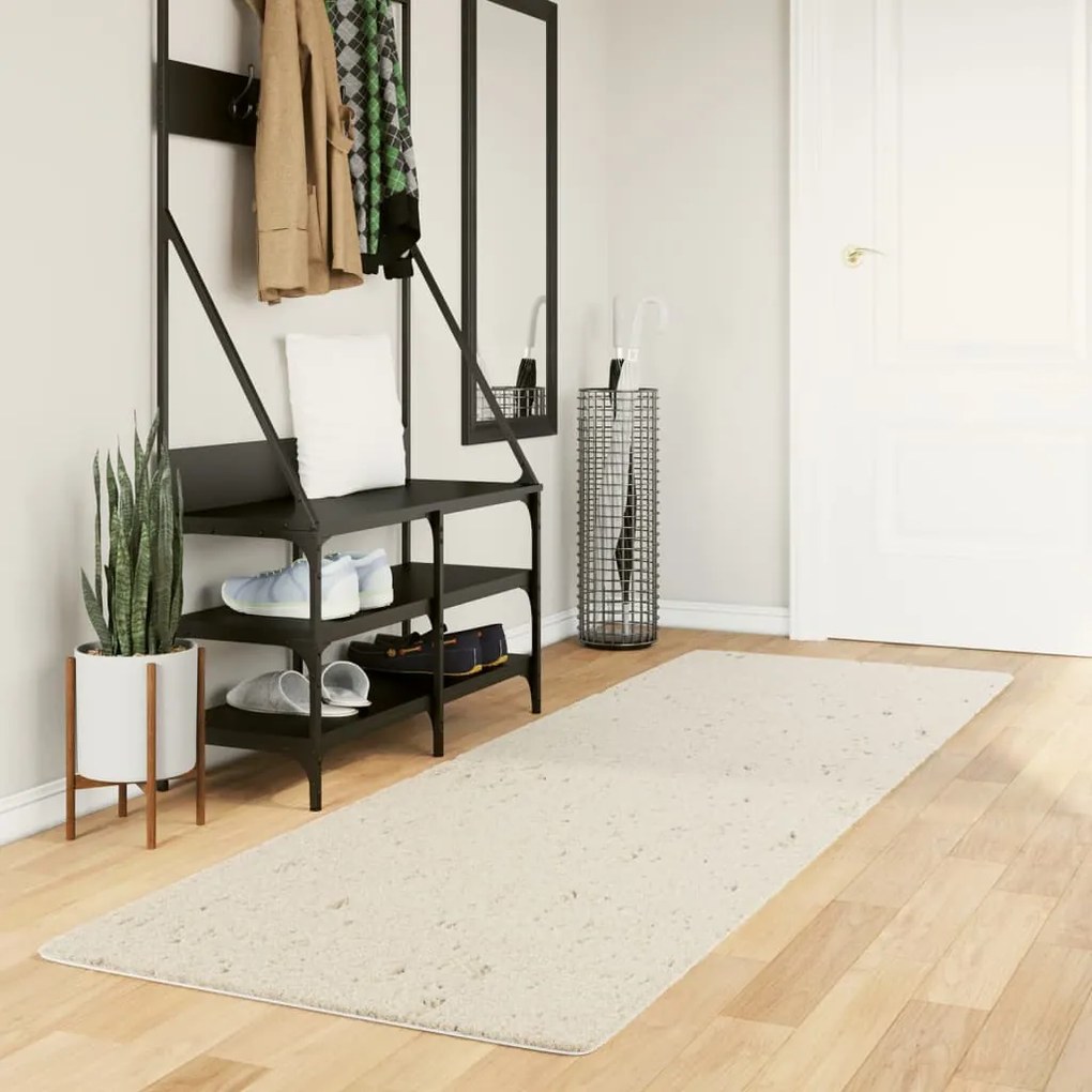 vidaXL Tapete shaggy de pelo alto PAMPLONA 80x250 cm creme