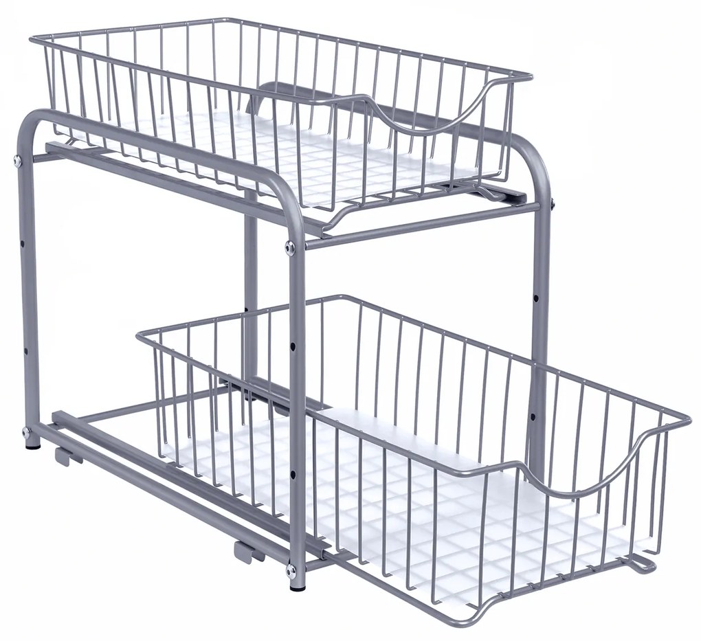 Organizador de cozinha com 2 gavetas deslizantes | SONGMICS | 36.9 x 21.3 x 27.2 cm | prateado | KCS017E01.