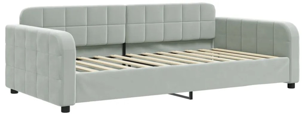 Sofá-cama com gavetão 100x200 cm veludo cinzento-claro