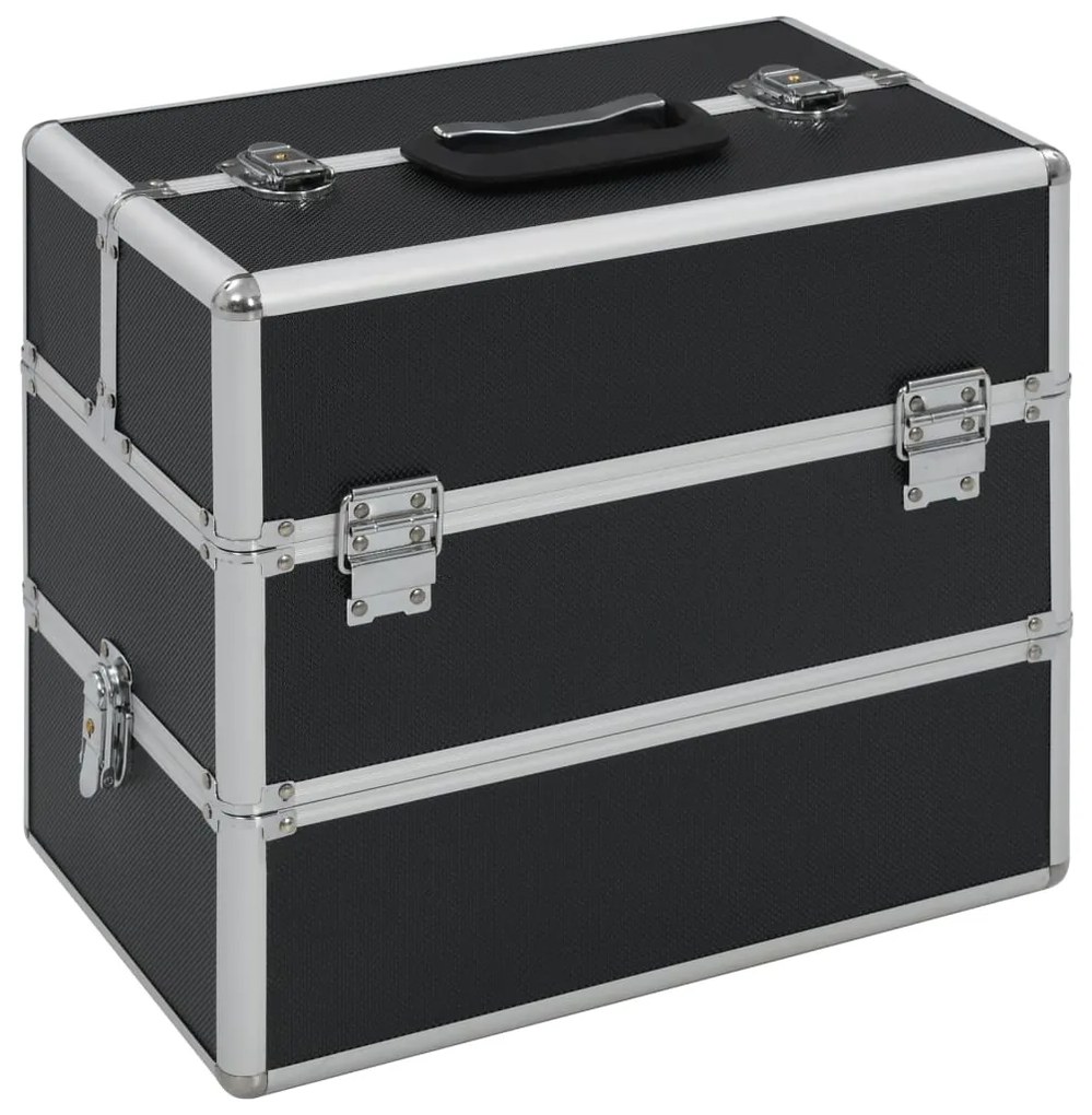 91837 vidaXL Caixa de maquilhagem 37x24x35 cm alumínio preto