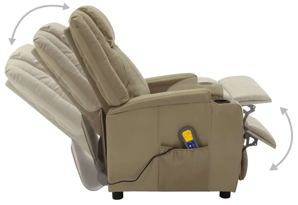 Poltrona Kaila de Massagens Reclinável em Couro Artificial - Cappuccin