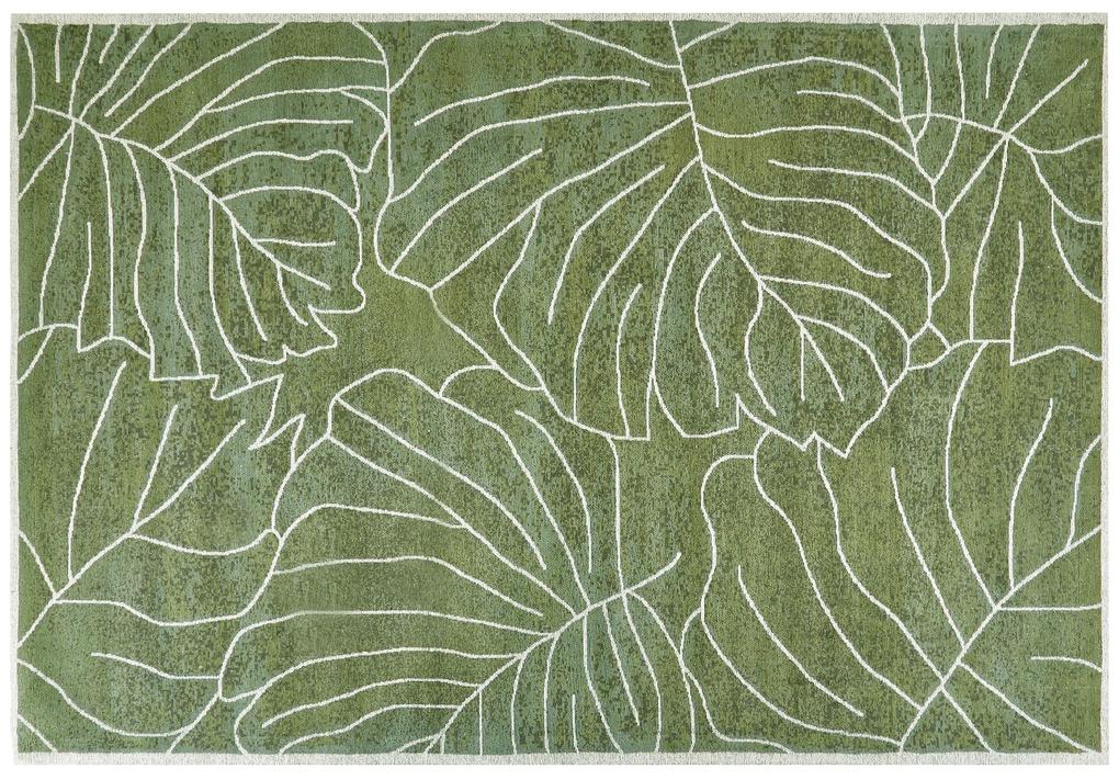 Tapete de algodão com padrão de planta verde 140 x 200 cm SARMIN  Beliani