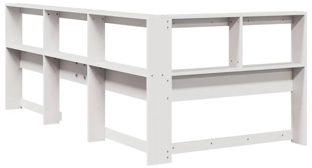 Estante cabeceira forma de L 90 cm madeira pinho maciça branco