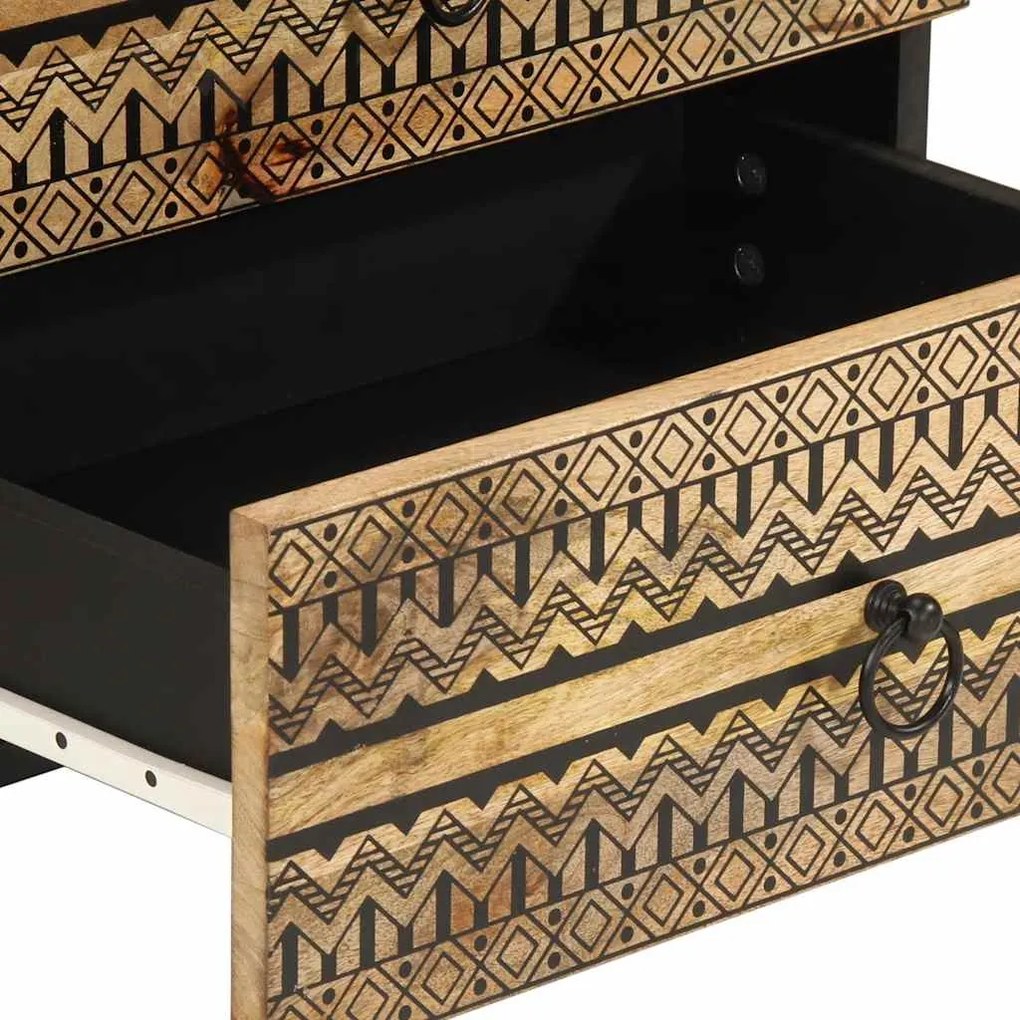 Mesa cabeceira 50x33x62cm madeira mangueira áspera maciça preto