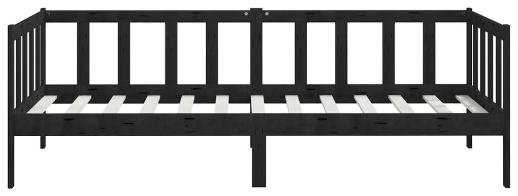 Sofá Cama Lena - Cor Preto - Em Madeira de Pinho Maciça - 203x98x66 cm