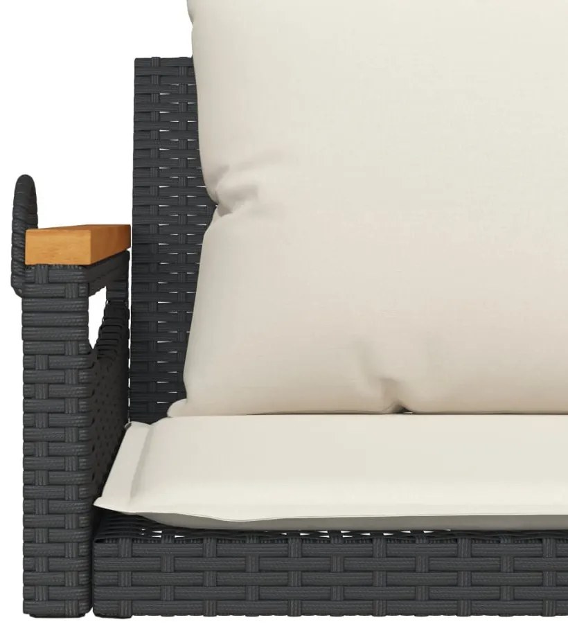Banco baloiço com almofadões 109x62x40 cm vime PE preto