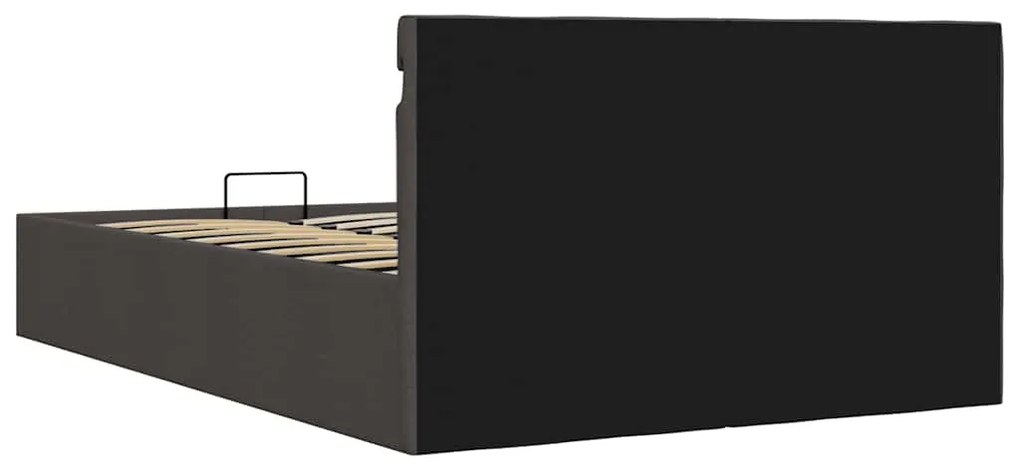 Cama hidráulica c/ arrumação LED 140x200cm tecido cinza-escuro