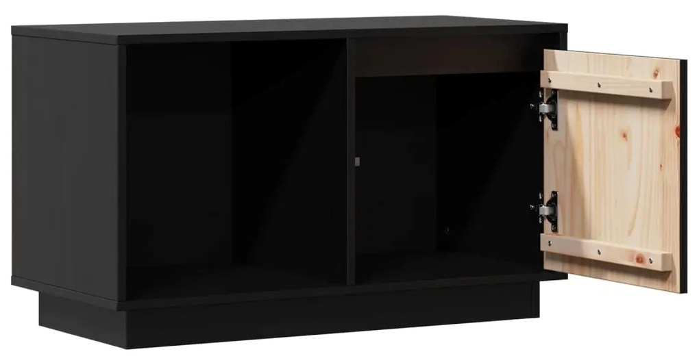 Móvel de TV 74x35x44 cm madeira de pinho maciça preto