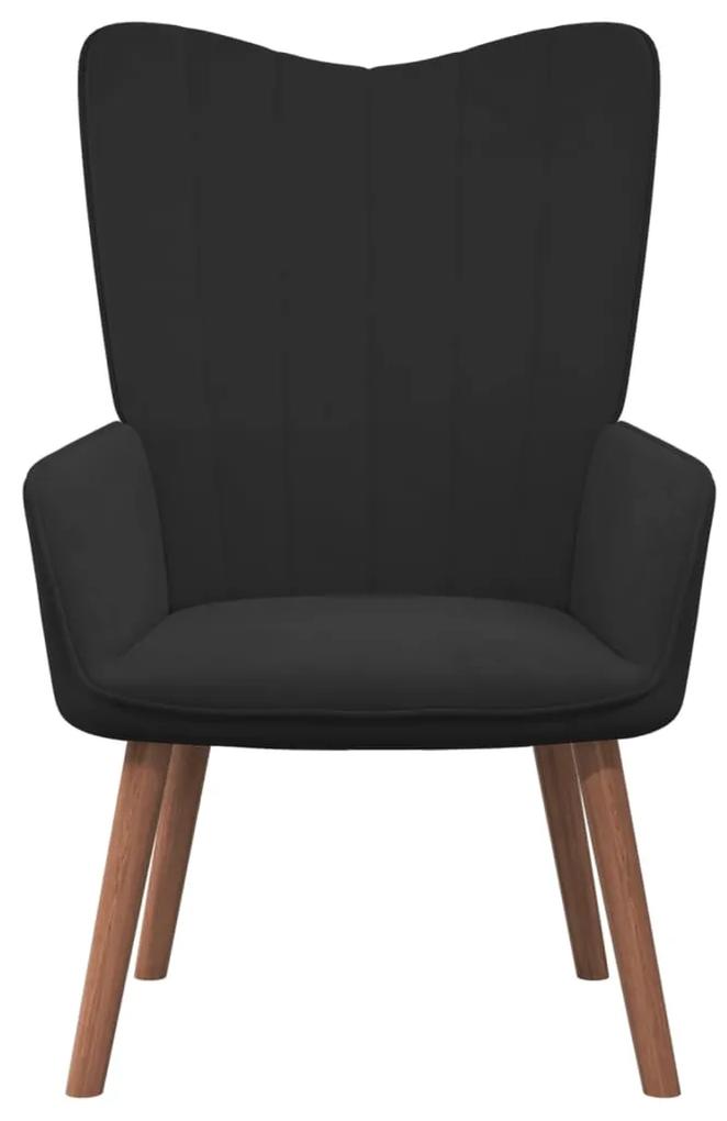 Cadeira de descanso com banco veludo preto