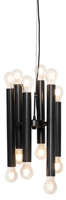 Candeeiro de suspensão Art Déco preto 12 luzes - Tubi