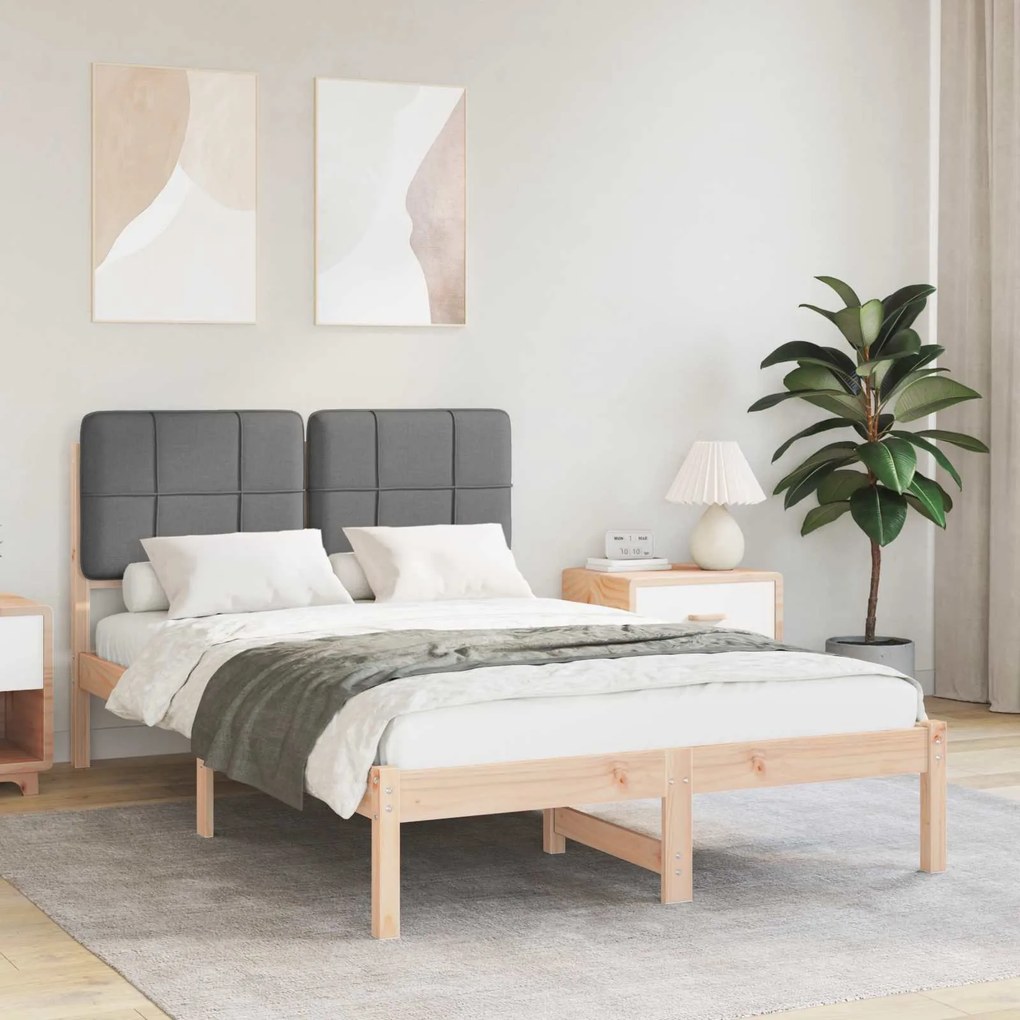 vidaXL Estrutura de Cama com Cabeceira Estofada Cinza Escuro