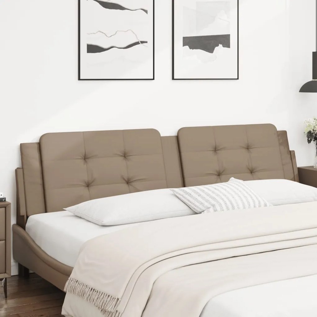 vidaXL Almofadão de cabeceira 200 cm couro artificial cappuccino