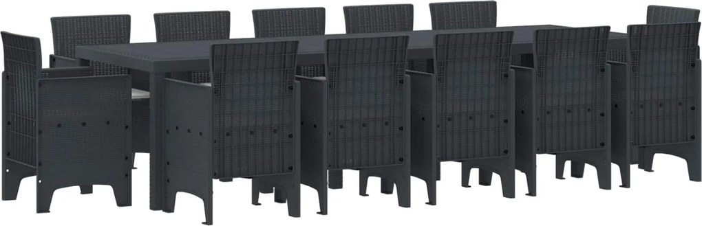 vidaXL Conjunto de Jantar para Jardim 13 pcs Antracita e Cinza claro