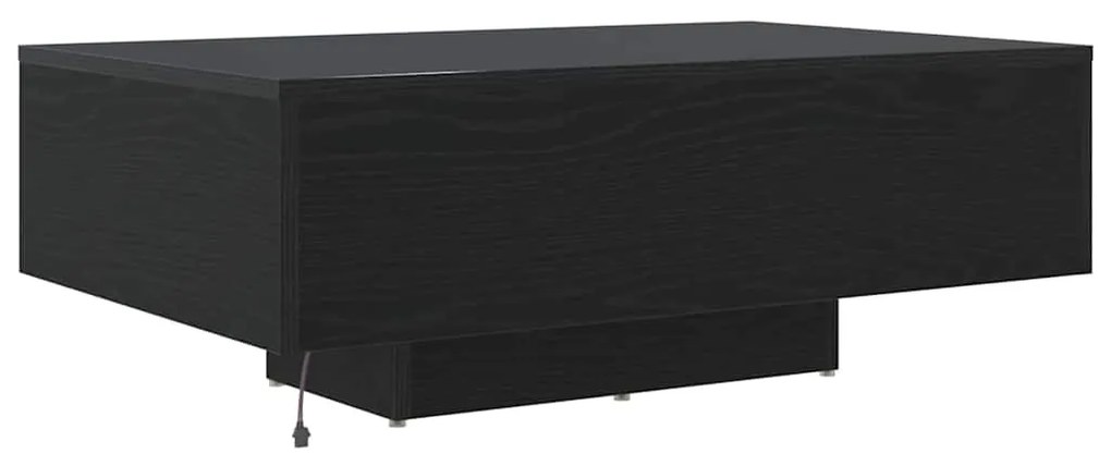 Mesa de Centro vidaXL com Luzes LED Carvalho Preto 85x55x31 cm