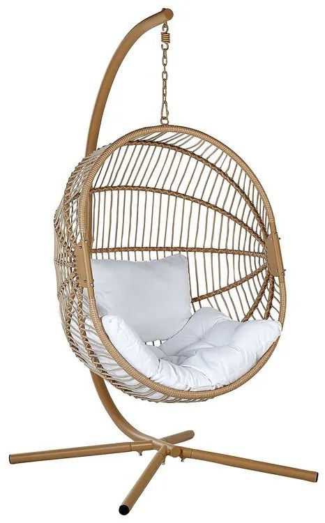 Cadeira suspensa em rattan creme com suporte ACRI Beliani