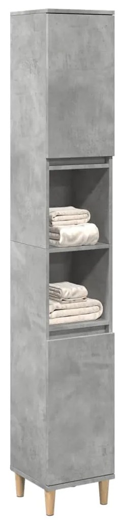 vidaXL Armário WC 30x30x190 cm derivados de madeira cinzento cimento