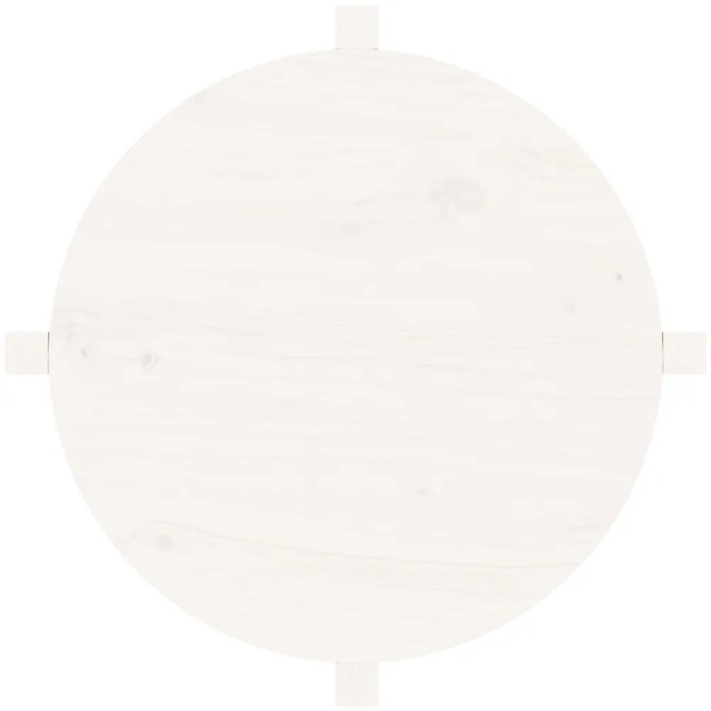 Mesa de centro Ø 62,5x45 cm madeira de pinho maciça branco