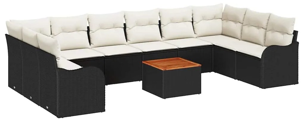 Conjunto de Sofá de Jardim 11 pcs Preto, branco Grande