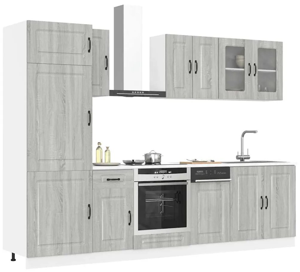 vidaXL 8 peças armário de cozinha conjunto Kalmar cinza sonoma