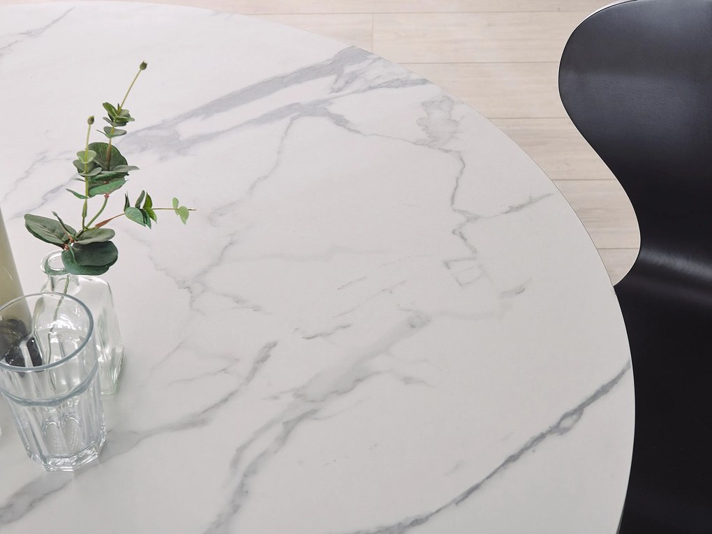 Mesa de jantar redonda de efeito mármore ⌀ 120 cm ODEON Beliani